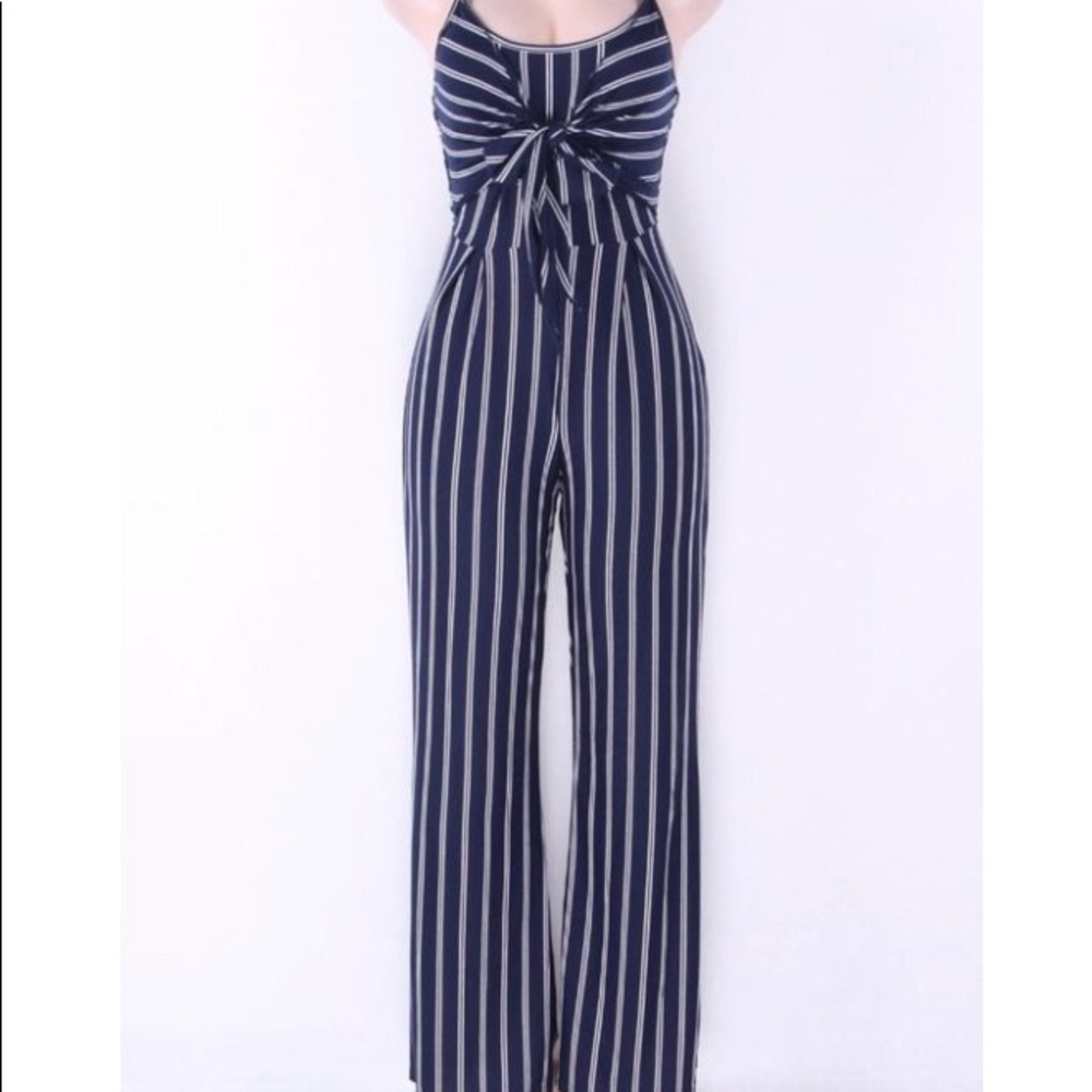 Pinstriped spaghetti strap romper